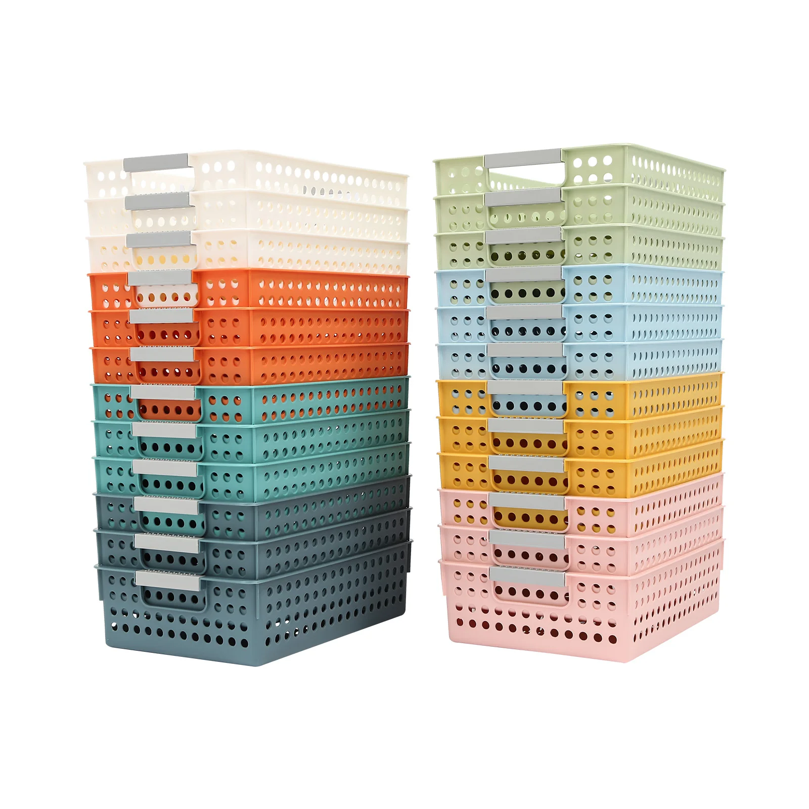 24 Pack Classroom Baskets, Colorful Organizer Baskets, Classroom Storage Bin Book Baskets, Pencils Storage Baskets Plastic Book