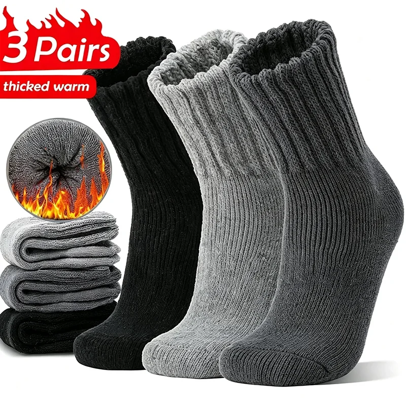 3Pairs Thermal Boot Socks Women Full Cushion Winter Crew Sock Warm Thick Cozy Sock for Hiking Work Ladies Cold Weather Cozy Gift