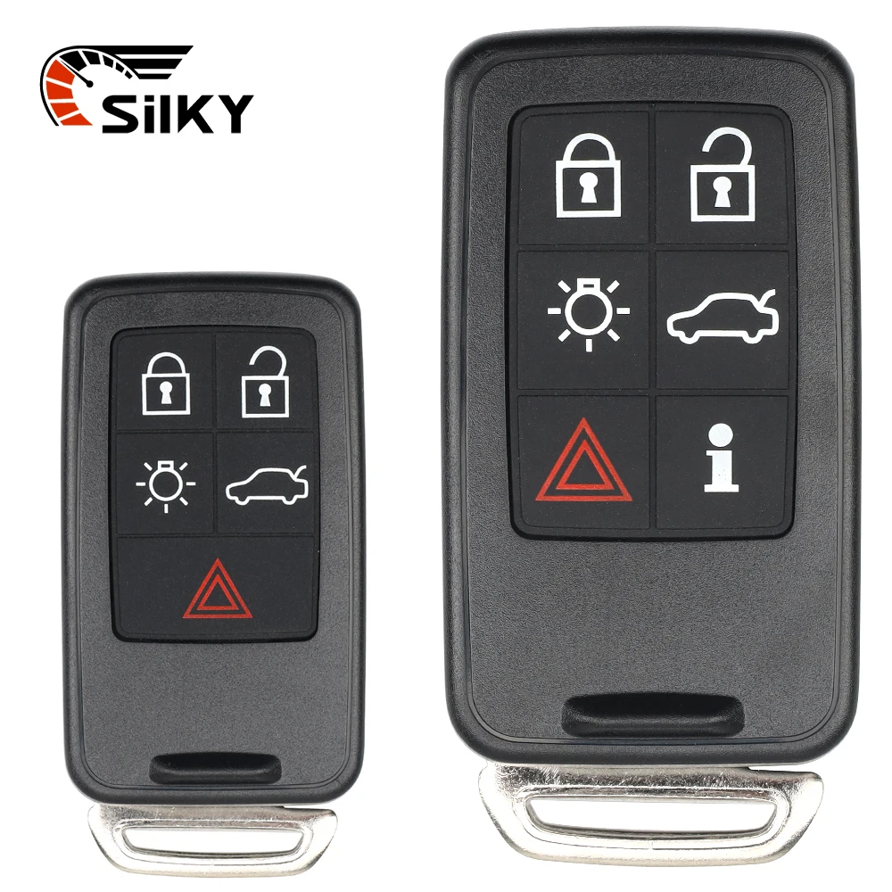 SilKY mart Remote Key Shell Replacement For Volvo XC60 S60 S60L V40 V60 S80 XC70 4+1/5+1 Buttons Smart Car Key Case Cover