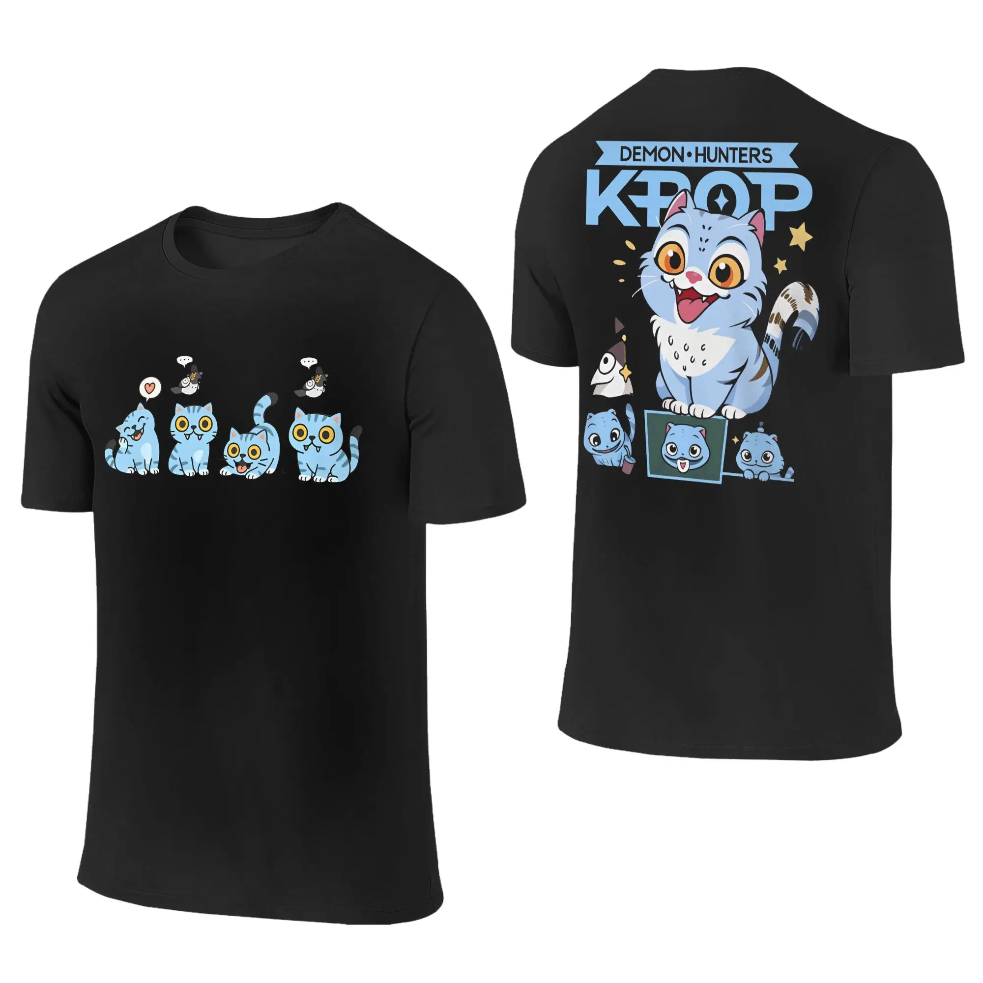 

KPop Demon Hunters T Shirts Men Pure Cotton Funny T-Shirts Round Collar Tee Shirt Short Sleeve Clothing Plus Size