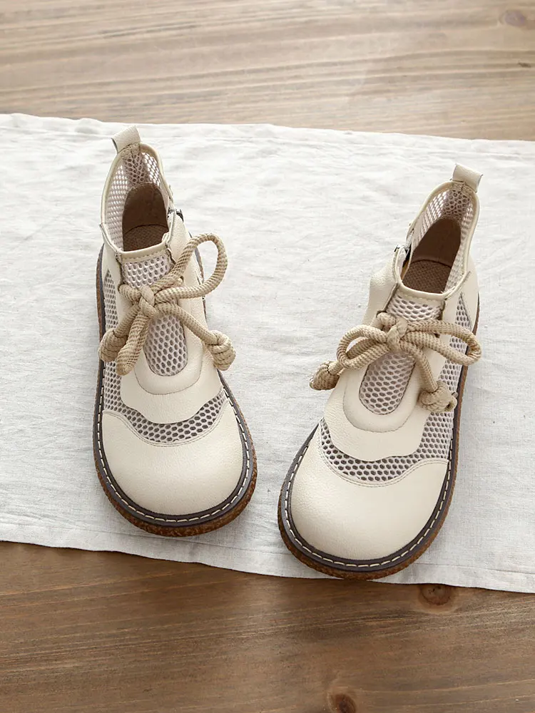 Women's Summer Breathable Mesh  Boots High Help Zipper Head Thick Bottom Ladies Sandals Artistic Style Fashionable Shoes