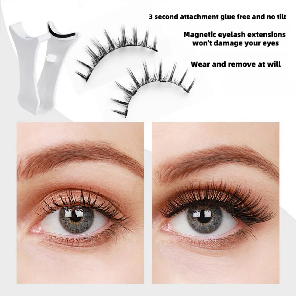 GIOIO Juego de pestañas postizas magnéticas naturales con volumen de pestañas magnéticas 3D, pestañas rizadas con pinzas magnéticas