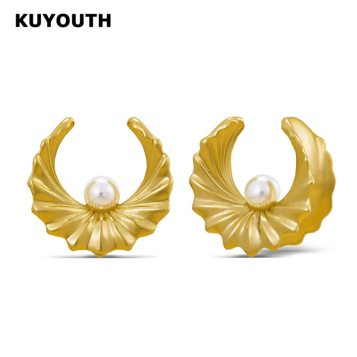 

KUYOUTH Pearl Shell Saddle Ear Tunnels Plugs Copper Expanders Gauges 1Pair Jewelry Earring Ear Piercing Stretchers