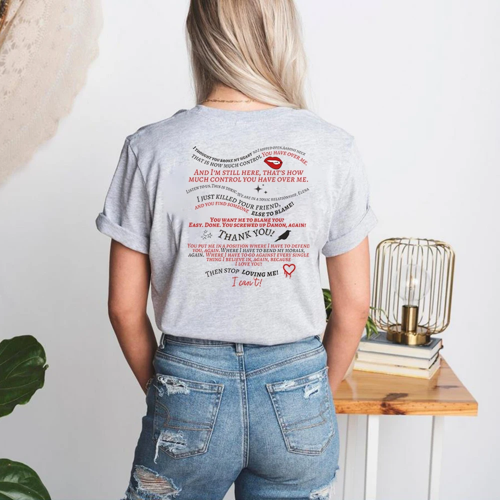 Trendy Vampire Diaries T Shirt Retro TV Show Tshirt Aesthetic Clothes TVD Mystic Falls Shirts Vampire Fan Gift Unisex Casual Top
