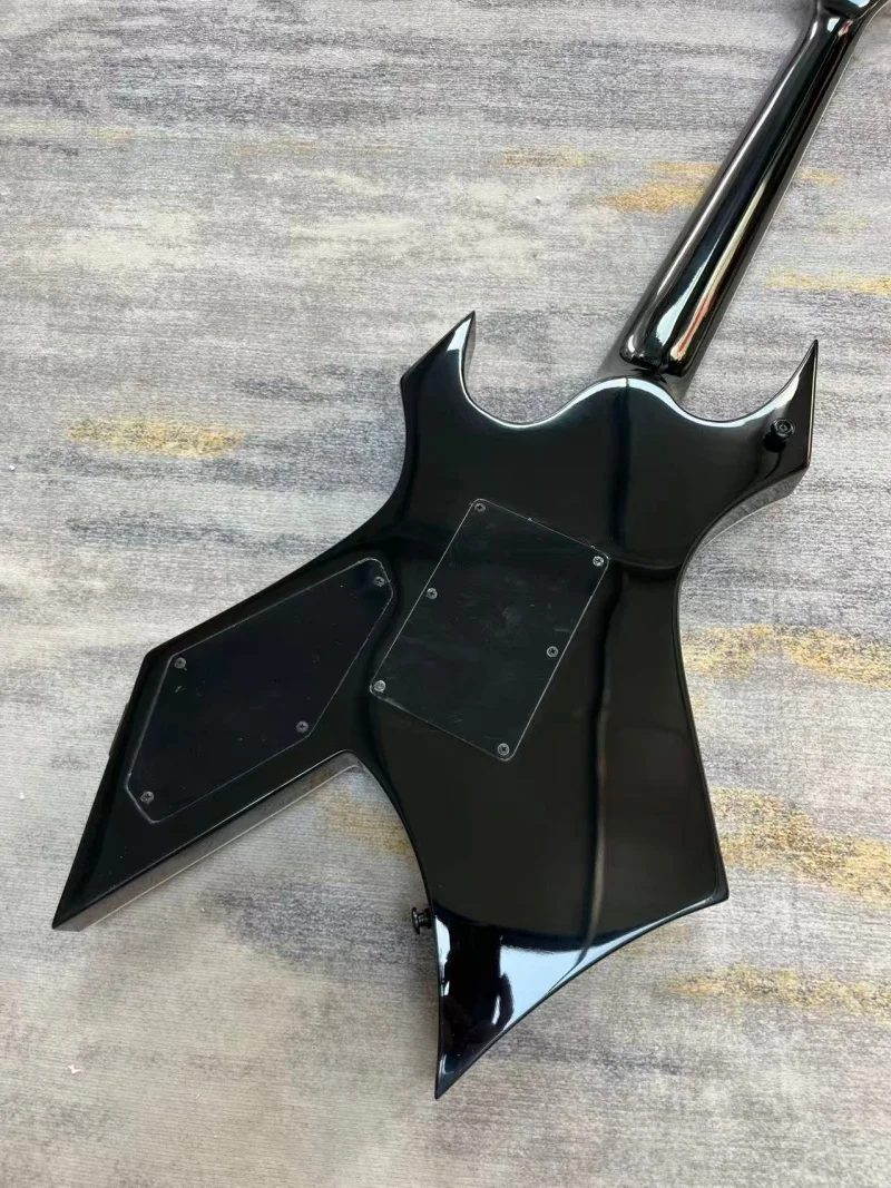7 strings Chinese Electric Guitar  B C R Black Color Warlock style double tremolo system metal rock guitar