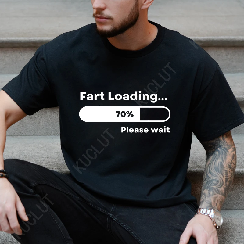 Funny T-shirt Fart Loading Humor Tee Joke Gag Tshirt for Man Dad Gifts Guys Clothes Short Sleeve Clothes Fashion Casual Tee Tops