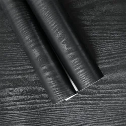Modern Style Furniture Refurbish Stickers Mould Proof Vinyl Black Wood Grain Contact Paper Self Adhesive Waterproof Wallpaper