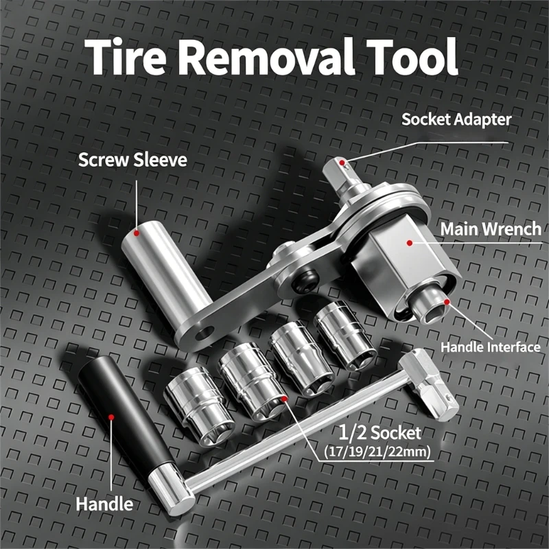 Manual Wheel Fastener Removal 40Cr Steel Power Assist Drive Body with 4 Drive Heads and Storage Case for Tire Change D7YA