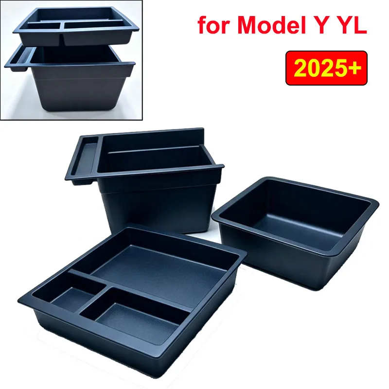 Para Tesla Model Y YL Juniper 2025 2026: Caixa de Armazenamento de Camada Dupla para Console Central, Bandeja Organizadora de Apoio de Braço Deslizante, Acessórios Automotivos