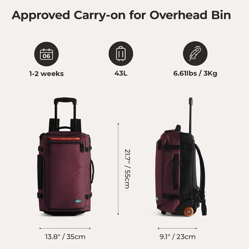 BAGSMART Travel Rolling Luggage Bag Large Capacity Trolley Bags Multifunction Cabin Carry on Luggage with Wheels