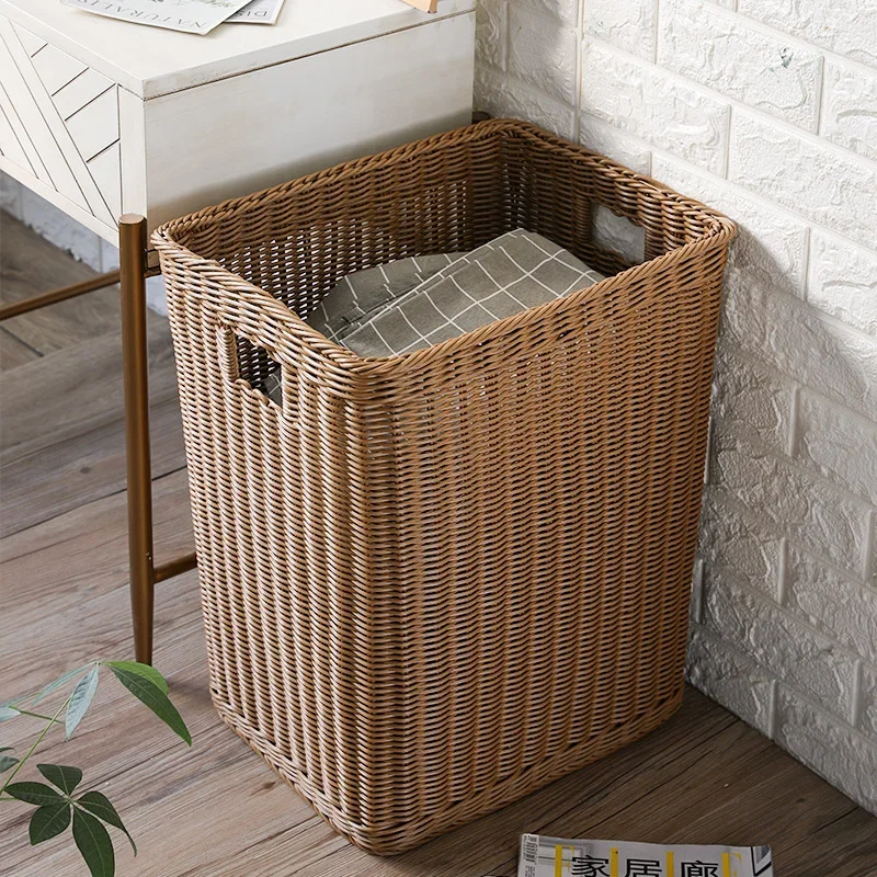 

#Japanese Laundry Basket Multi-functional Storage Basket Large Rattan Woven Organizer Boxes Buckle Hand Design Container Toys