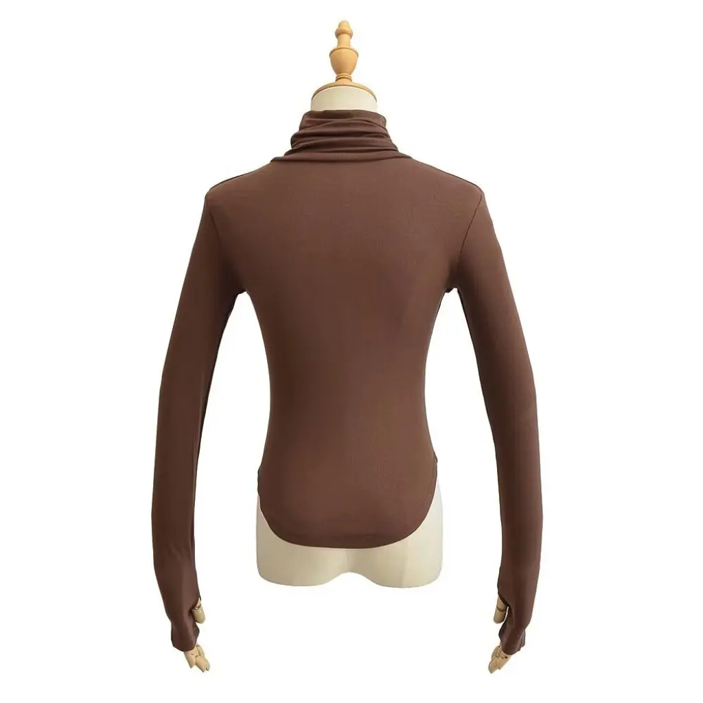 

YPFF Women's Turtleneck Slim Top Fashionable Fleece-Lined Long Sleeve T-Shirt Trendy Bottoming Shirt for Autumn Winter