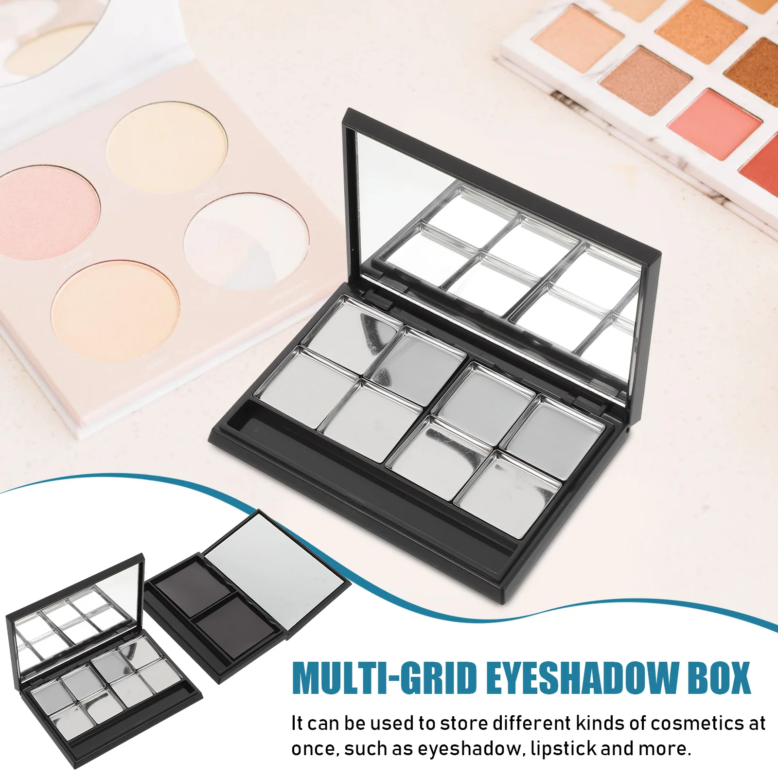 

Packing Box Metal DIY Eyeshadow Palette Travel Makeup Tray 11x75cm Magnet As Empty Spotlight Dish Pallet Lipstick Case