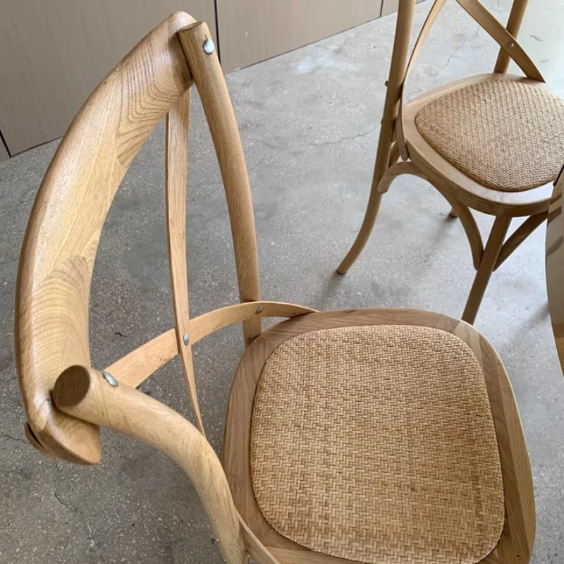 ‌ كرسي طعام من الخيزران الاسكندنافي - مقعد خشبي على طراز المزرعة مع تصميم العارضة، كوخ حديث مريح/مساحات جمالية