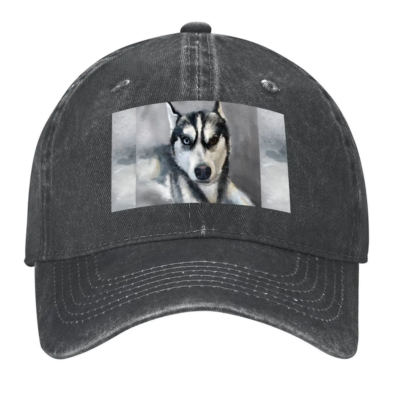 

2026 Siberian Husky Dog Watercolor Art Baseball Cap Streetwear Sun Cap Sailor Cap For Men Kids Hat Men Golf Wear Women's