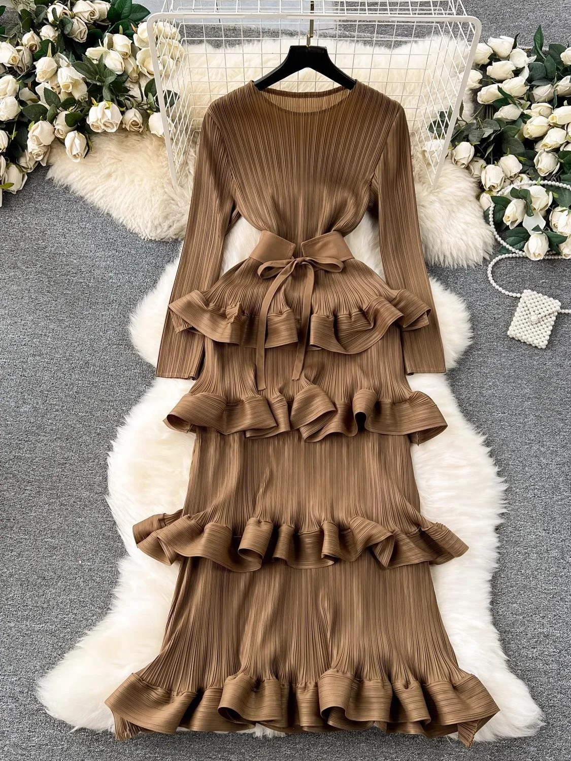 

Ele Long Evening Gown with Lace Trim Heavy Embroidery Slim Fit Cake Skirt Sle Formal Dr for Women Winter 2023