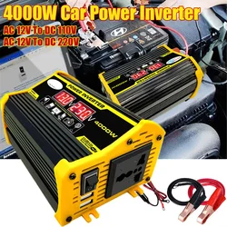 4000W Car Power Inverter DC 12V To AC 110V 220V Universal Sine Wave Electronic Charging Converter 2 USB Outdoor Camping Charge