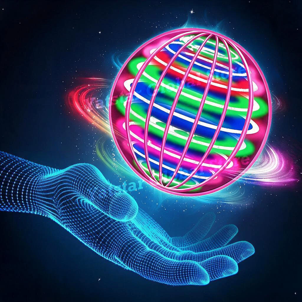 Super Magic Flying Ball with LED Glow Lights, 360° Rotating Hand-Controlled Gyro Spinner, Outdoor Fidget Toys for Teens & Adults