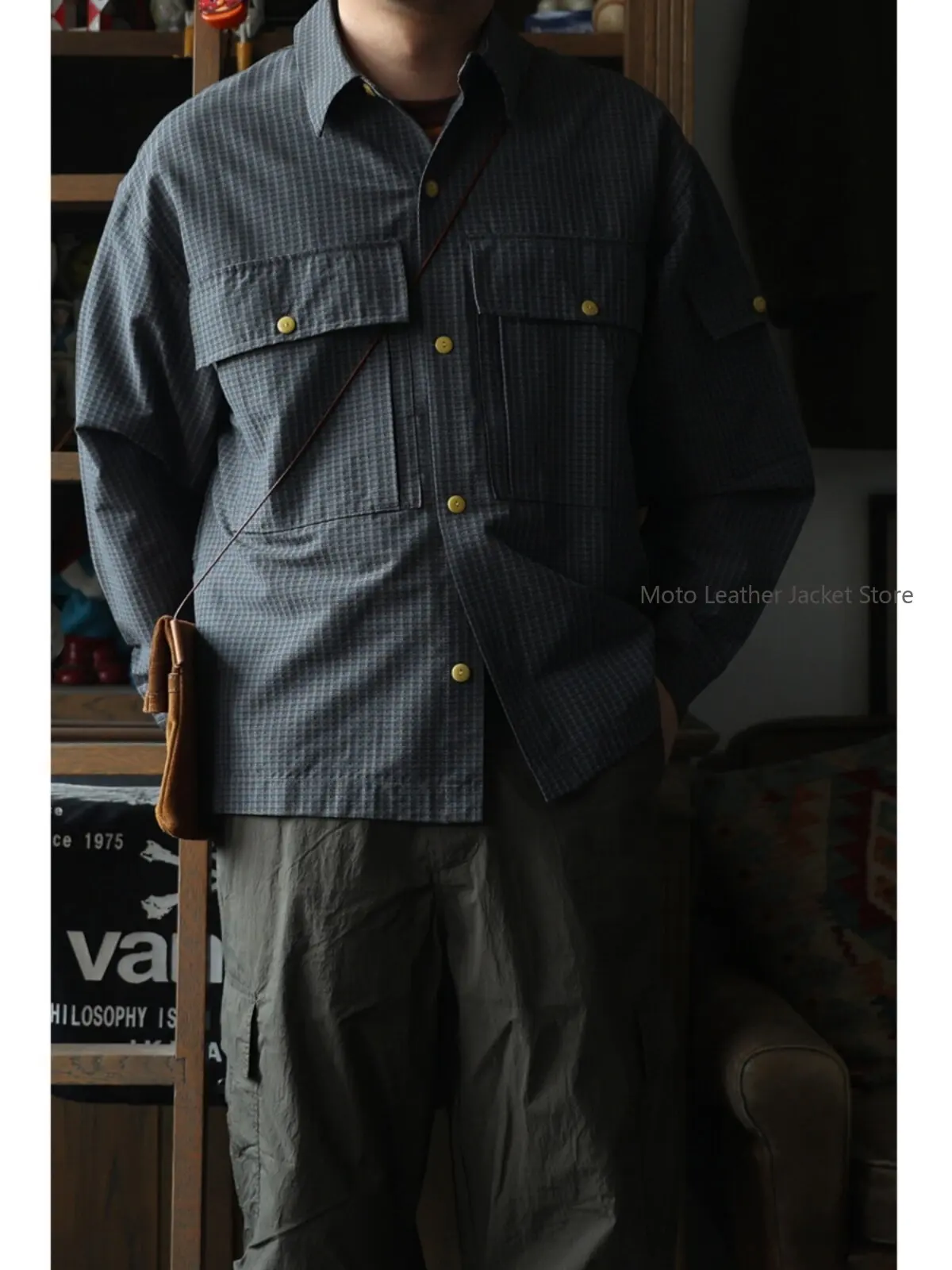 Secondorder FW24 Plaid Hunting Shirt Relaxed Silhouette Multi-Pocket Long Sleeve Casual Shirt