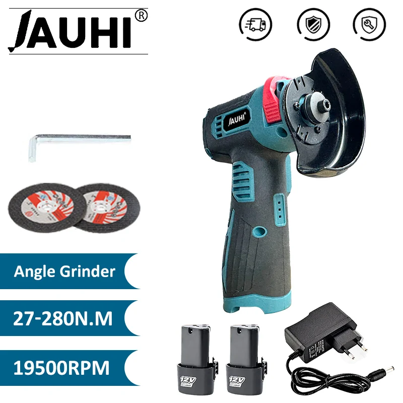 

JAUHI 12V 19500rpm Cordless Angle Grinder Electric Grinding Cutter for Cutting Polishing Ceramic Tile Wood Stone Steel