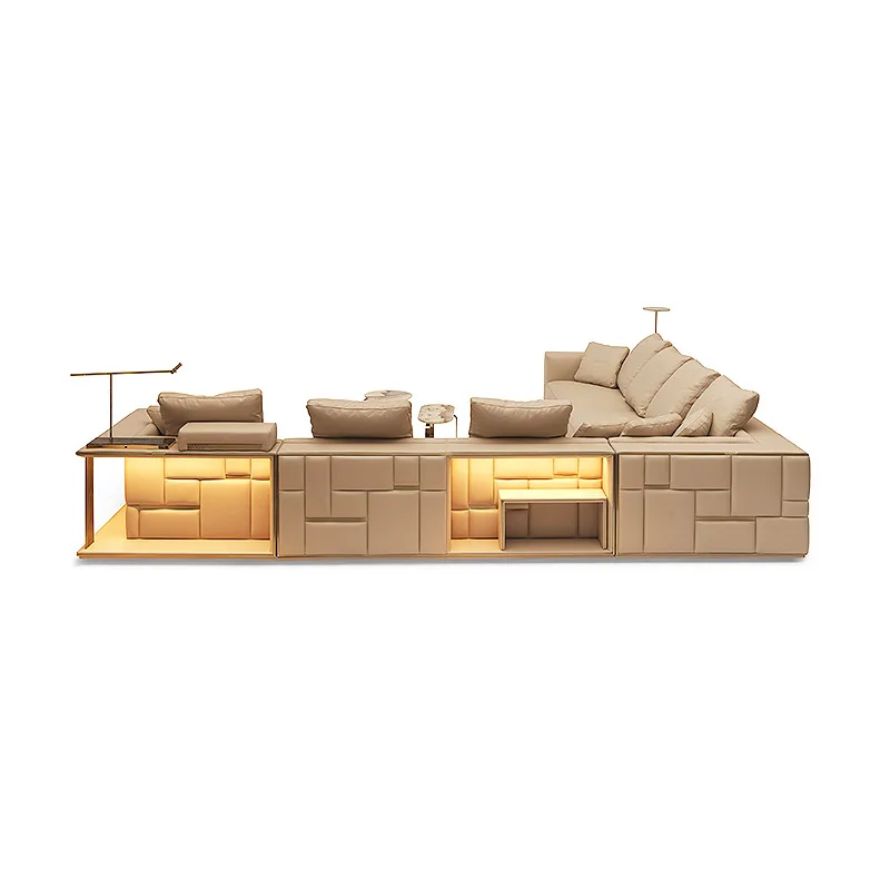High-end sofa living room villa L-shaped corner tofu block