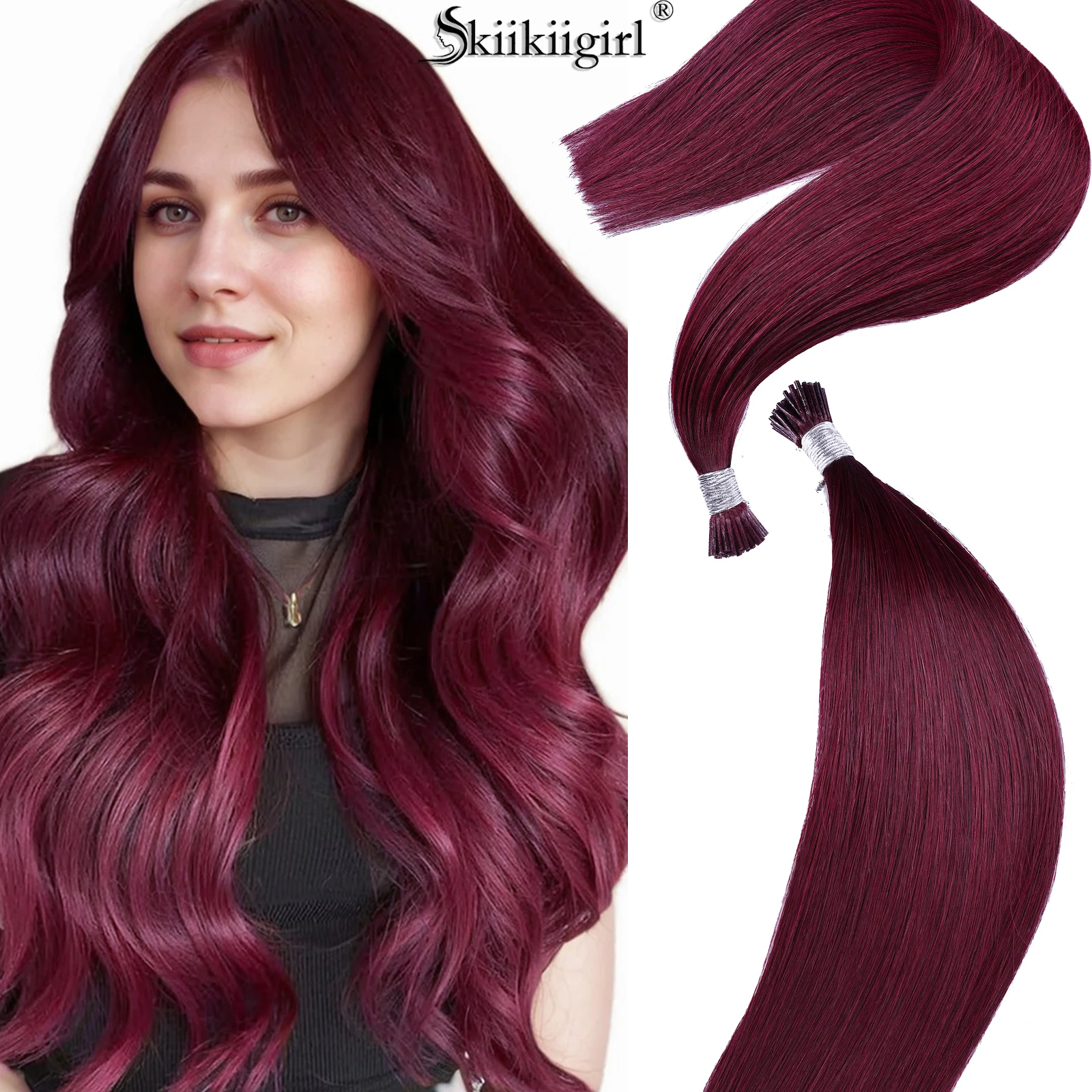 kiikiigirl Keratin Tip Hair 100% Remy Human extensions Fusion for Nail Tip Full Head Brazilian Hair