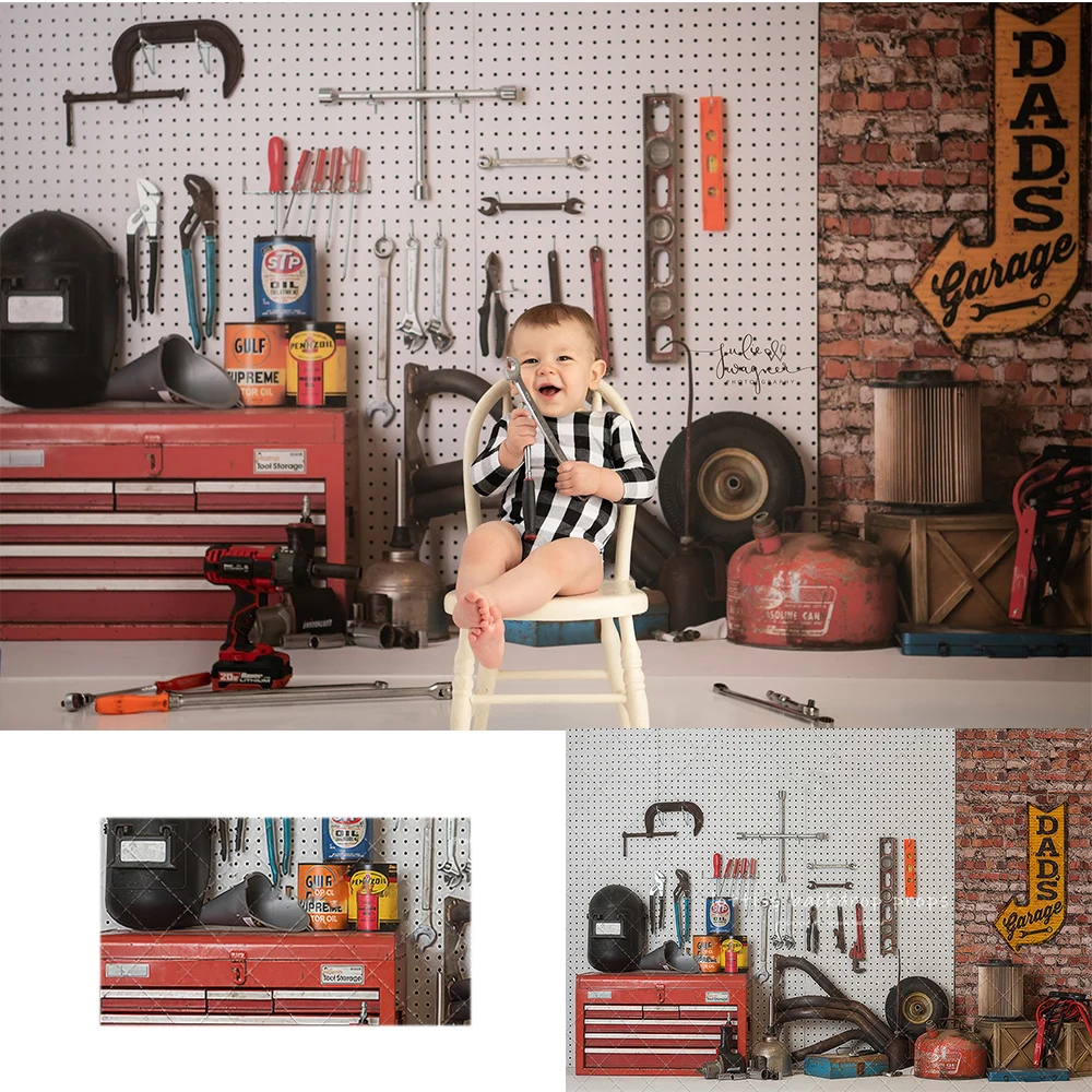 

Garage Backdrops Kids Baby Birthday Cake Smash Photography Child Photocall Boy Maintenance Backgrounds