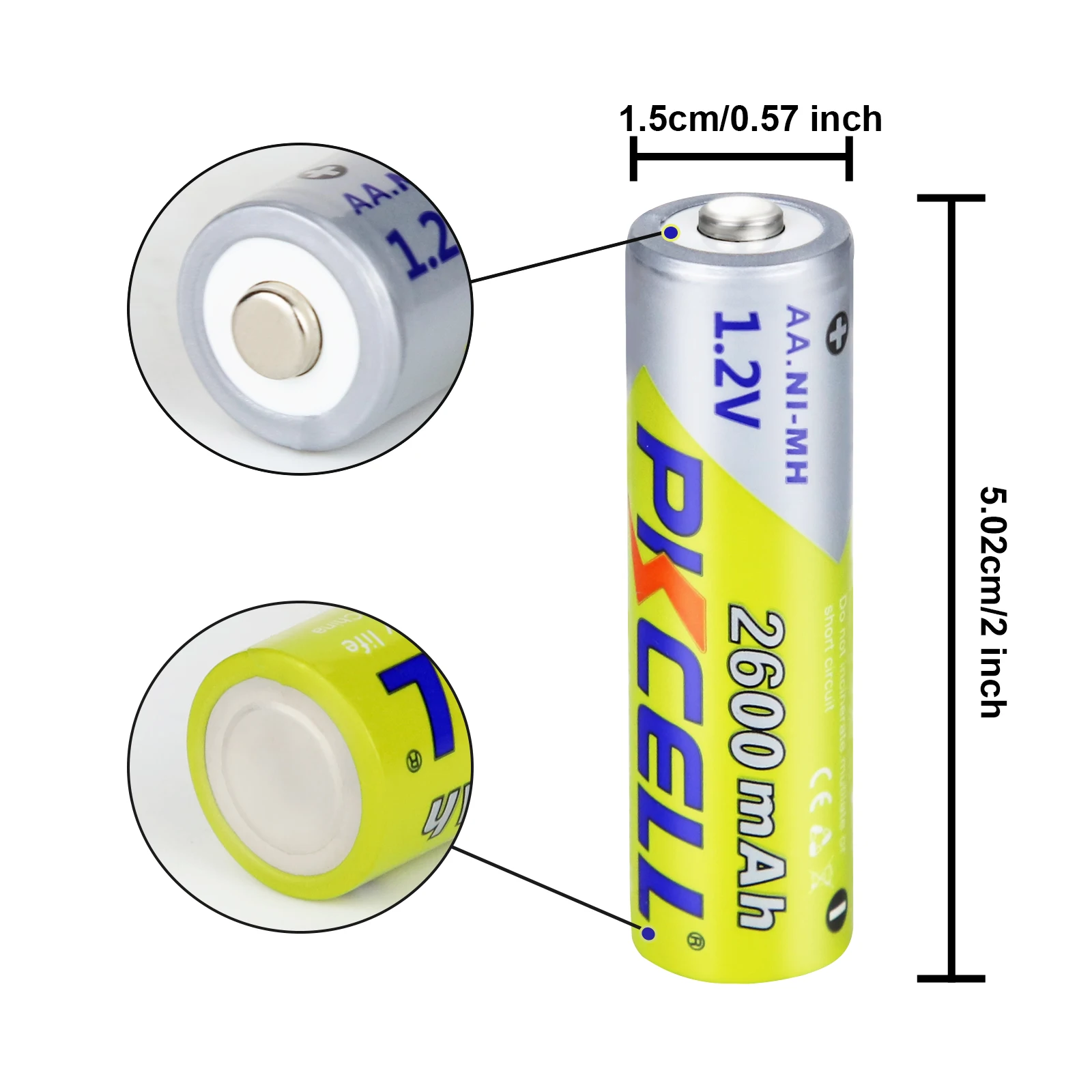 1-20PC PKCELL  2600mAh AA Rechargeable Batteries 1.2V Ni-MH AA Rechargeble Battery for camera Anti-dropping toy car