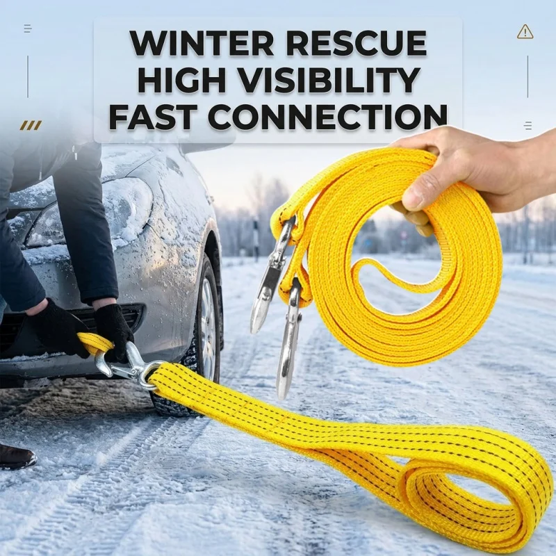 3M/4M Vehicle Towing Rope, Heavy Duty 3-Ton/5-Ton Trailer Towing Rope, Truck Roadside Rescue Automotive Accessories, Trailer Tow