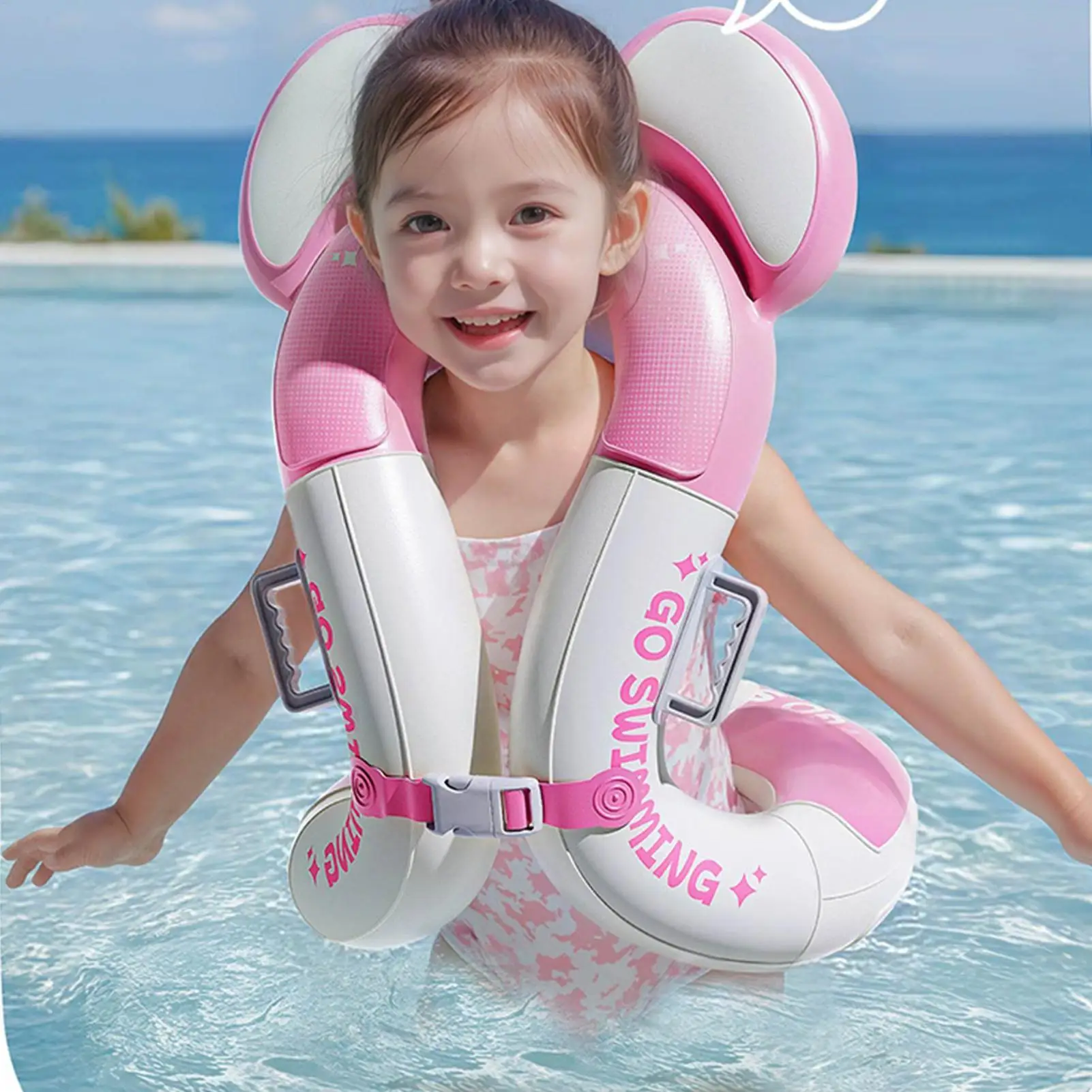 Flotadores de brazo para natación para niños, chaleco salvavidas inflable con hebilla de seguridad ajustable para niños de 3 a 15 años, Beac de piscina juvenil