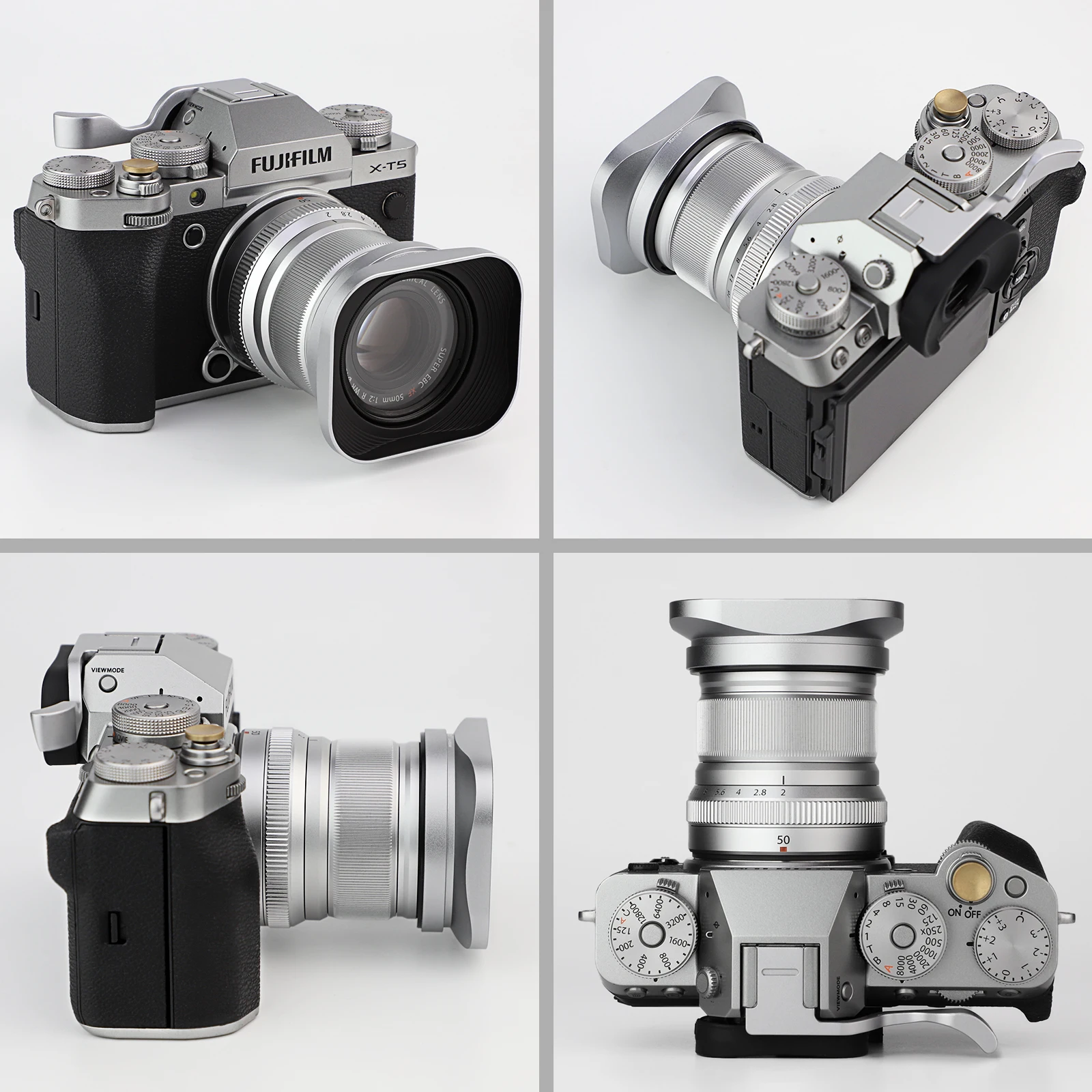 Haoge baioneta quadrado metal lente capa para fujifilm fuji fujinon xf 50mm f2 r wr lente prata LH-X50W, em xpro3 X-T50 xt5 X-T4