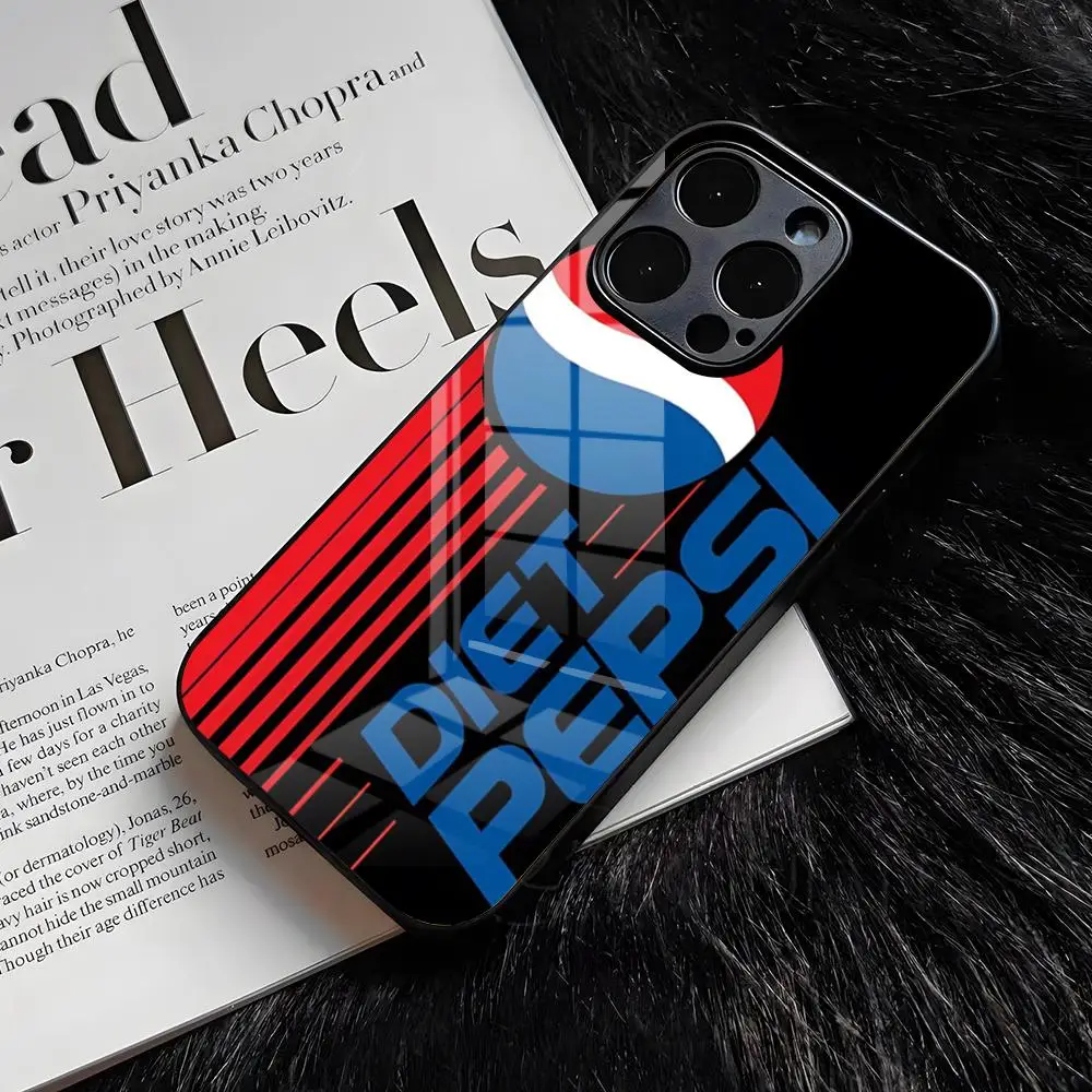 Funda para Teléfono P-Pepsi-S para iPhone 17 Air 16 E Pro Max 15 14 13 Mini 12 Pro 11 Max Plus, Cubierta de Vidrio Negro