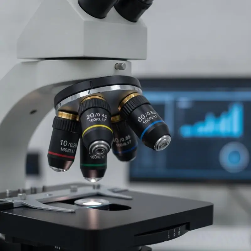 Klarbildgebendes Mikroskop-Objektiv 195 Schwarz Achromatisch 4X-100X für die Beobachtung biologischer Proben im Labor – Detail 2