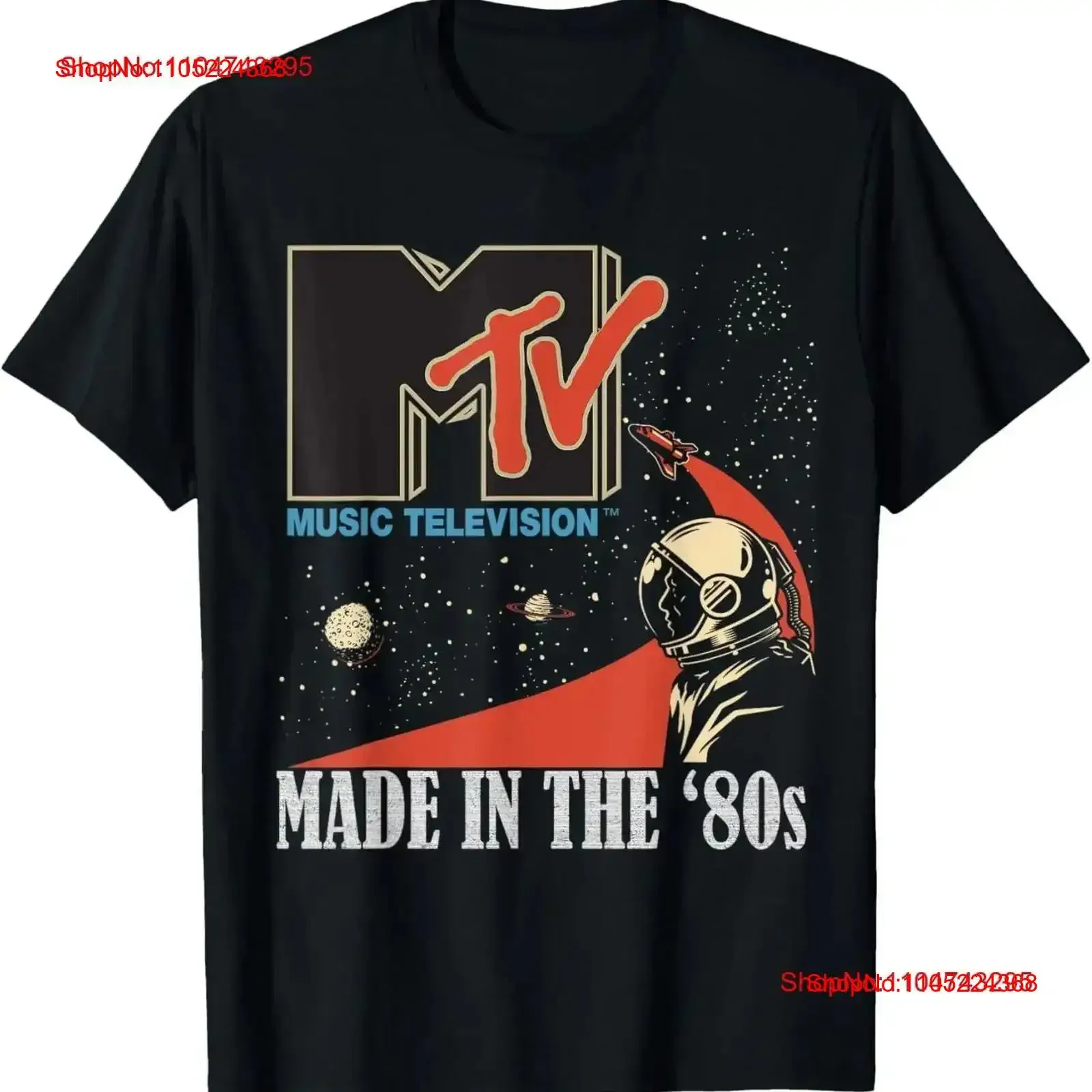 MTV Space Rocket Planets Logo Made in the 80s Astronaut T Shirt vintage Washed Comfortable Casual fashion Stylish Versatile