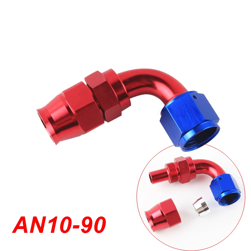 PTFE AN6 8 10 straight 45 90 DEGREE REUSABLE SWIVEL PTFE HOSE END FITTING