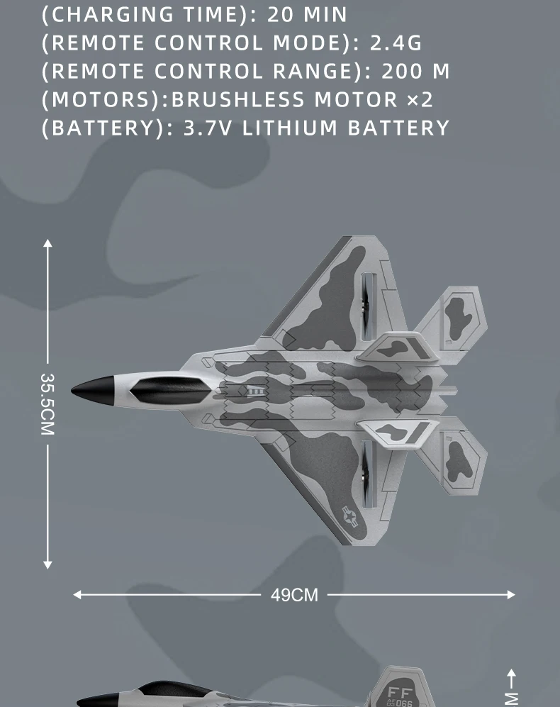 BM31 F22 Brushless RC Fighter 2.4G 4CH Remote Control Airplane EPP Foam Electric Model 490MM Biger Glider Toys for Adults