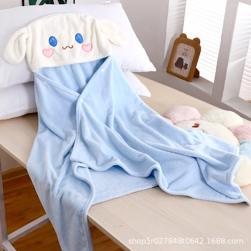 Cinnamoroll Hello Kittys Child Cloak Sanrios Coral Fleece Anime Autumn Winter Absorb Water Bath Towel Coral Fleece Hooded