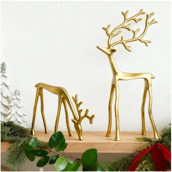 Elegant Black Letter Deer Figurine - Christmas Tree Topper Year-Round Decor Durable Alloy Home Gift Decorative Ornaments