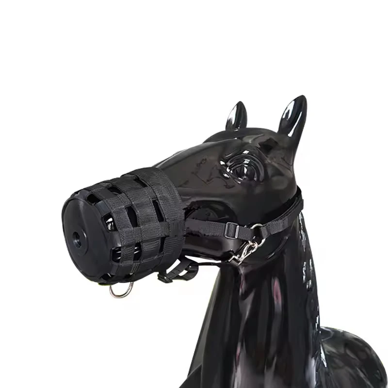 Adjustable Nylon Horse Muzzle Halter, Overeating Prevention & Anti-Cribbing Stall Chewing Harness