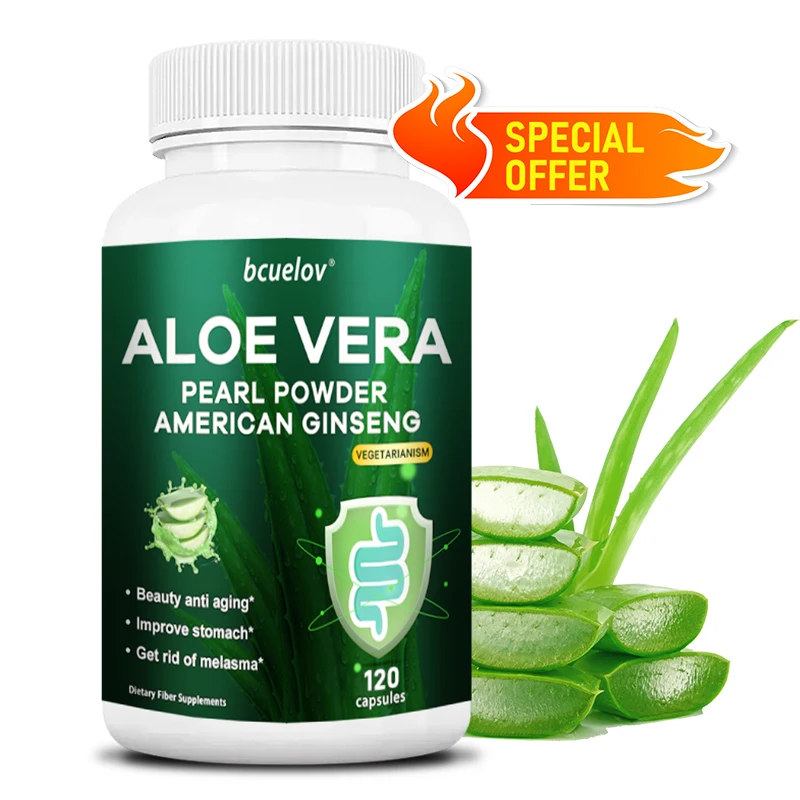 

Aloe Vera Capsules Contain Pearl Powder and American Ginseng, Immune Support, Natural Care for The Stomach and Digestive System