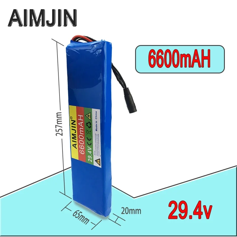 29.4V 6600mAh Battery Pack 7S2P Rechargeable 18650 Lithium-ion Battery High Capacity Battery Built-in BMS