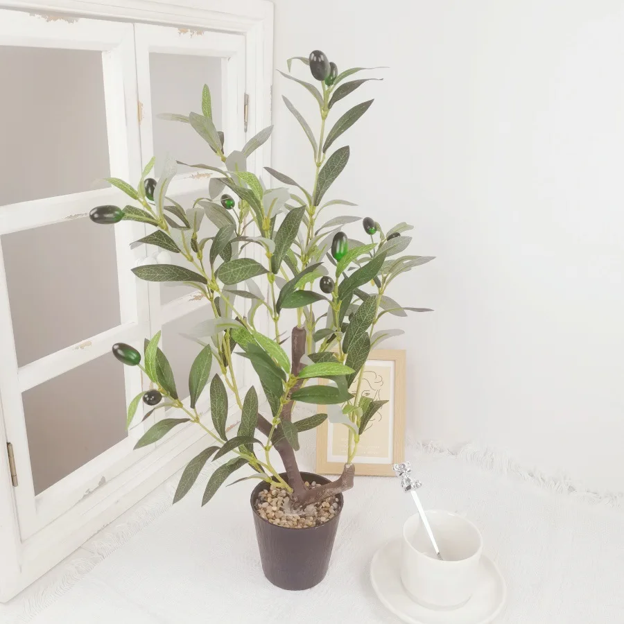 

Artificial Green Olive Tree Potted Plant Decorative Indoor Living Room Floor and Desktop Plant Tree Ornament