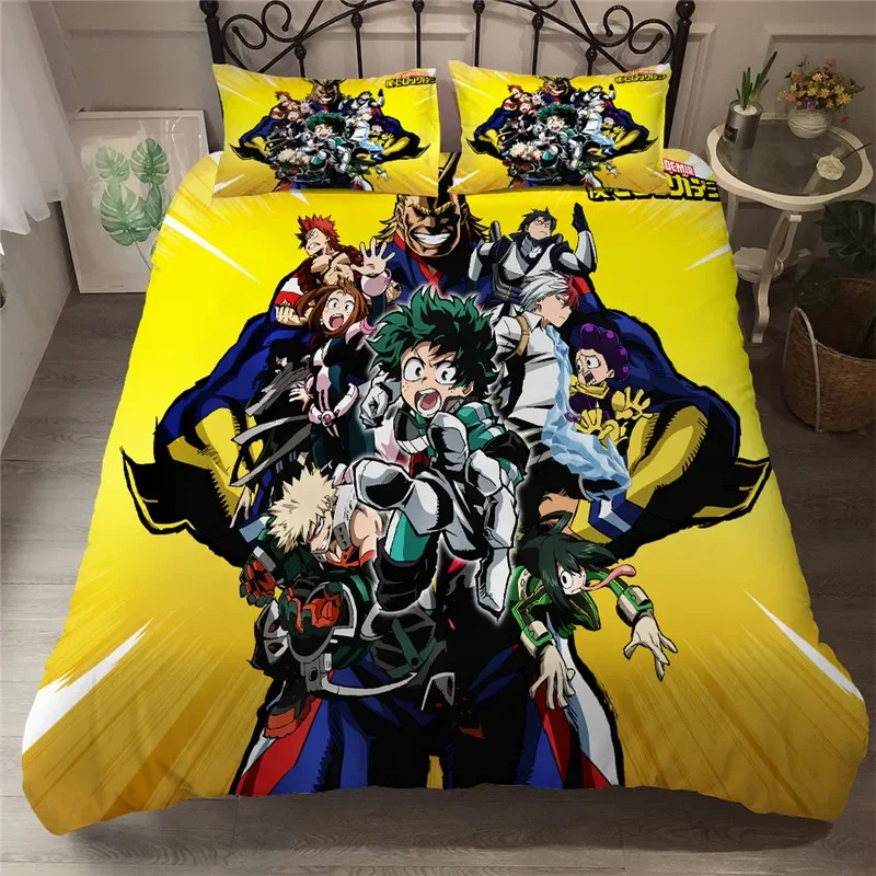 My Hero Academy 3D Printed Bedding Set 2/3 Piece Cartoon Anime Microfiber Bed Linen Set Pillowcase Adult Bed Cover Home Textiles