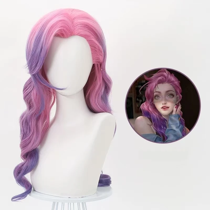 

Парик для косплея Game Seraphine, синтетический длинный вьющийся парик, аниме Coser, милая девушка, термостойкое волокно, парик высокого качества, вечеринка на Хэллоуин