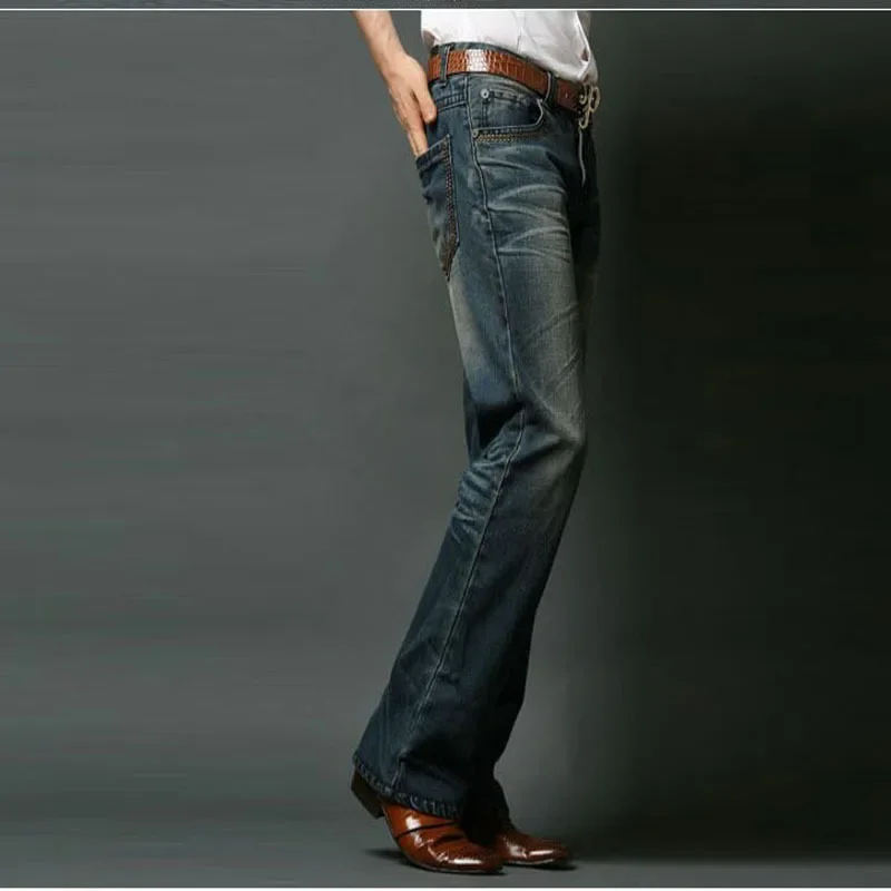 

Mens Flared Jeans Boot Cut Jeans Men Leg Fit Classic Denim Flare Vintage Jeans Male Straight Pants E6132
