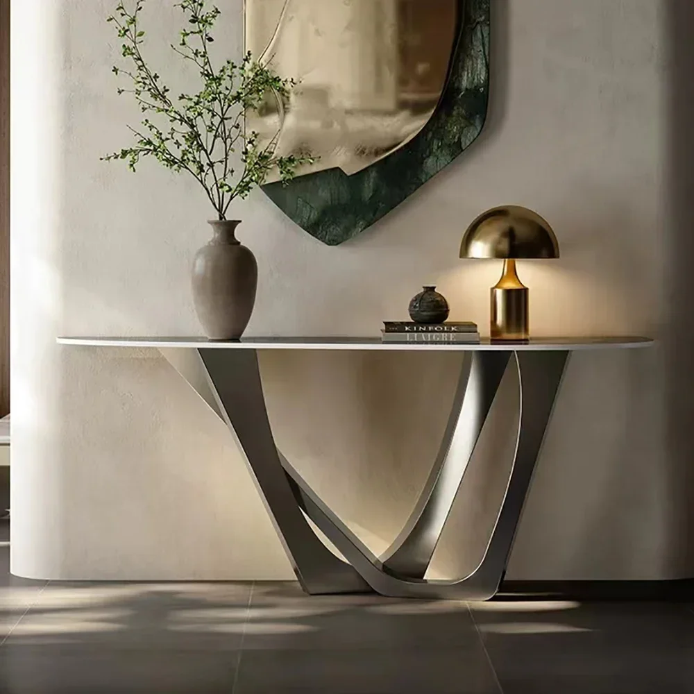 Mesa de pasillo de diseño moderno, mesa esquinera nórdica minimalista, sencilla y elegante, mesa esquinera portátil única para el hogar