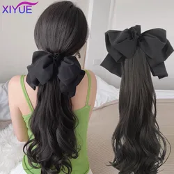 XIYUE Synthetic ponytail wig for women with long curly hair clip high ponytail sweet bow low braid fake ponytail