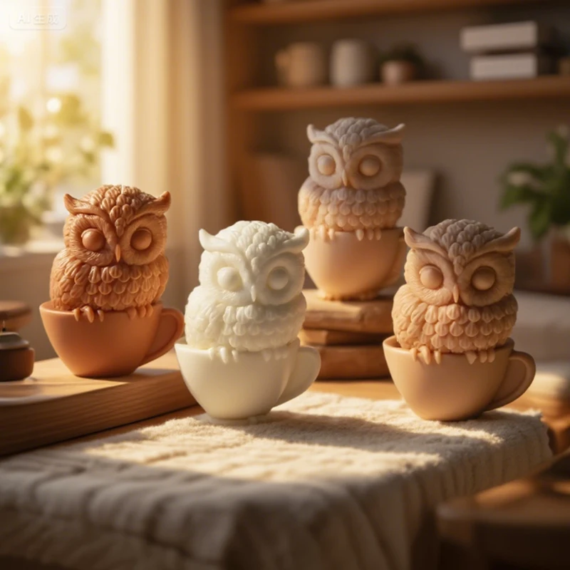 

3D силиконовая форма для свечей с совой, милые животные, кубик льда, форма для выпечки шоколада, мыло ручной работы, гипсовые поделки, инструмент для литья из смолы, домашний подарок