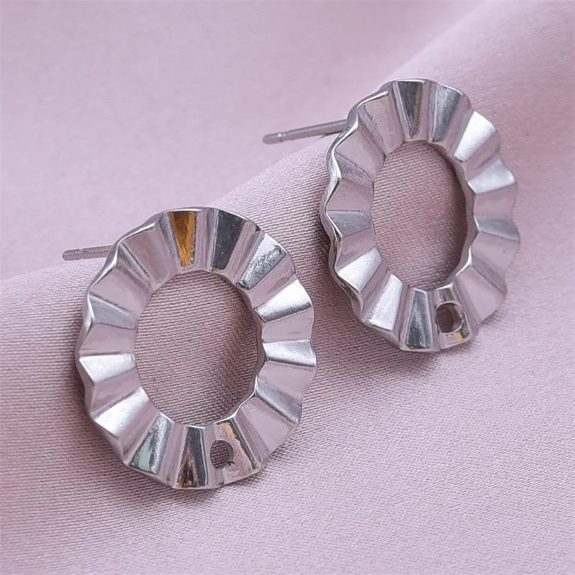 New 6pcs/lot Steel Color Stud Earrings Heart Shaped Stainless Steel DIY Settings Earrings Bases Jewelry Marking Women Girl Gifts
