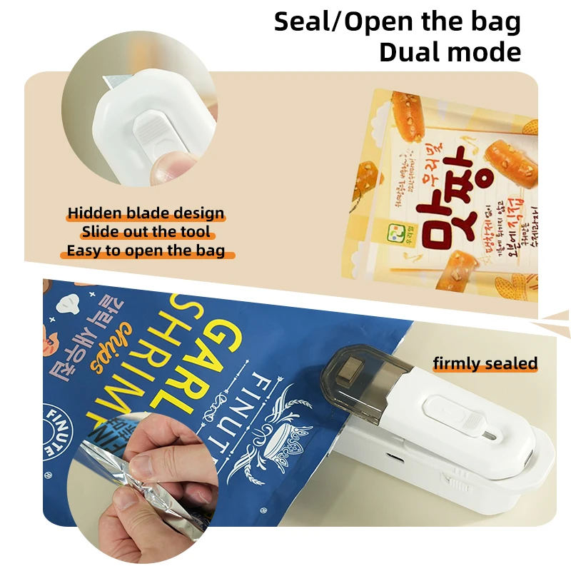 Mini Vacuum Sealer Battery Powered Heat Sealer with Cutter Portable Handheld for Plastic Bag Food Storage Kitchen Home Use
